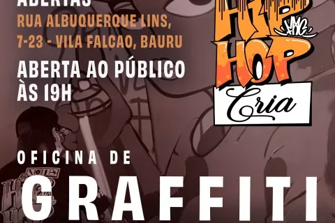 NA SEXTA-FEIRA, 07, A OSC PORTAS ABERTAS RECEBE OFICINA DE GRAFFITI ABERTA AO PÚBLICO,  PELO PROJETO HIP HOP CRIA