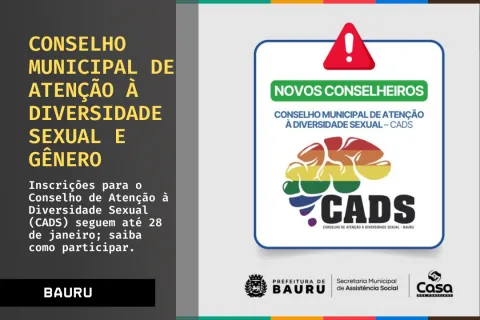Conselho Municipal de Atenção à Diversidade Sexual e Gênero abre inscrições para eleição de representantes, biênio 2026/2028